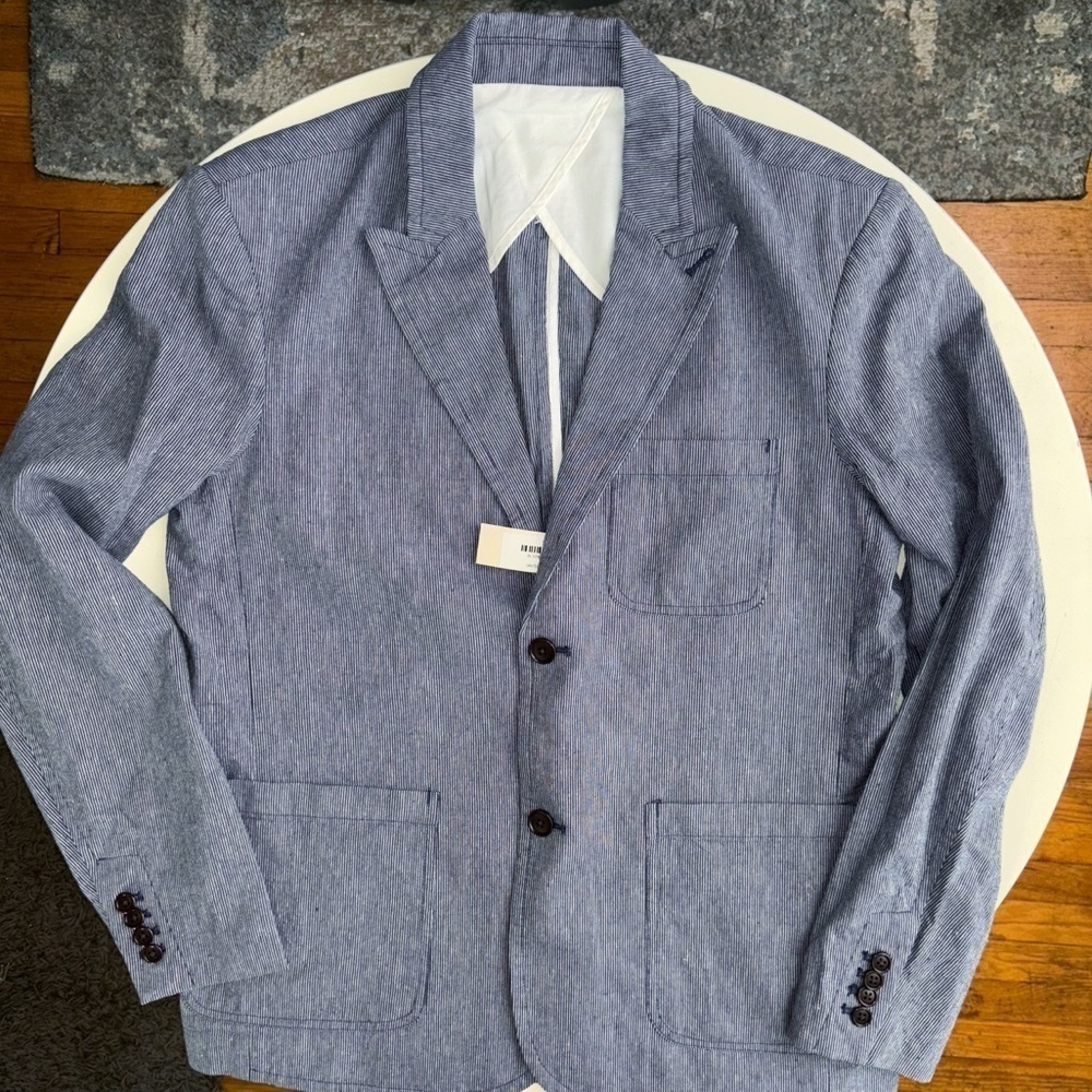 Alex Mill Men’s Mercer Blazer Striped Cotton Linen Size Medium New Classic Fit